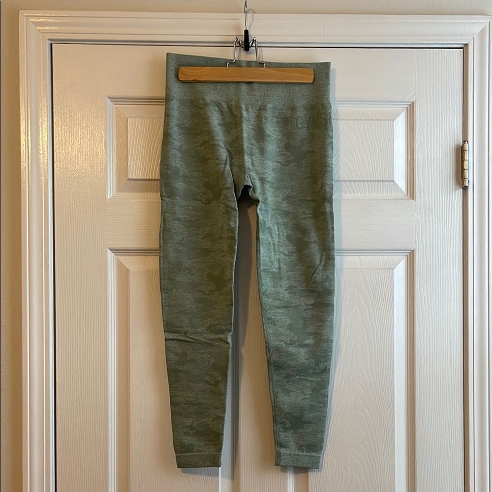 Gymshark Seamless Camo Leggings, light green